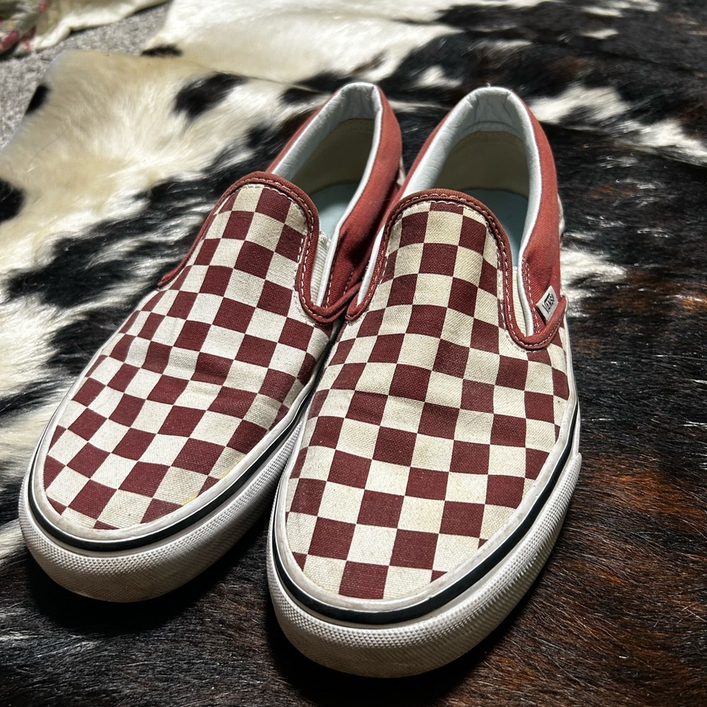 Maroon Checkered Vans - image 2